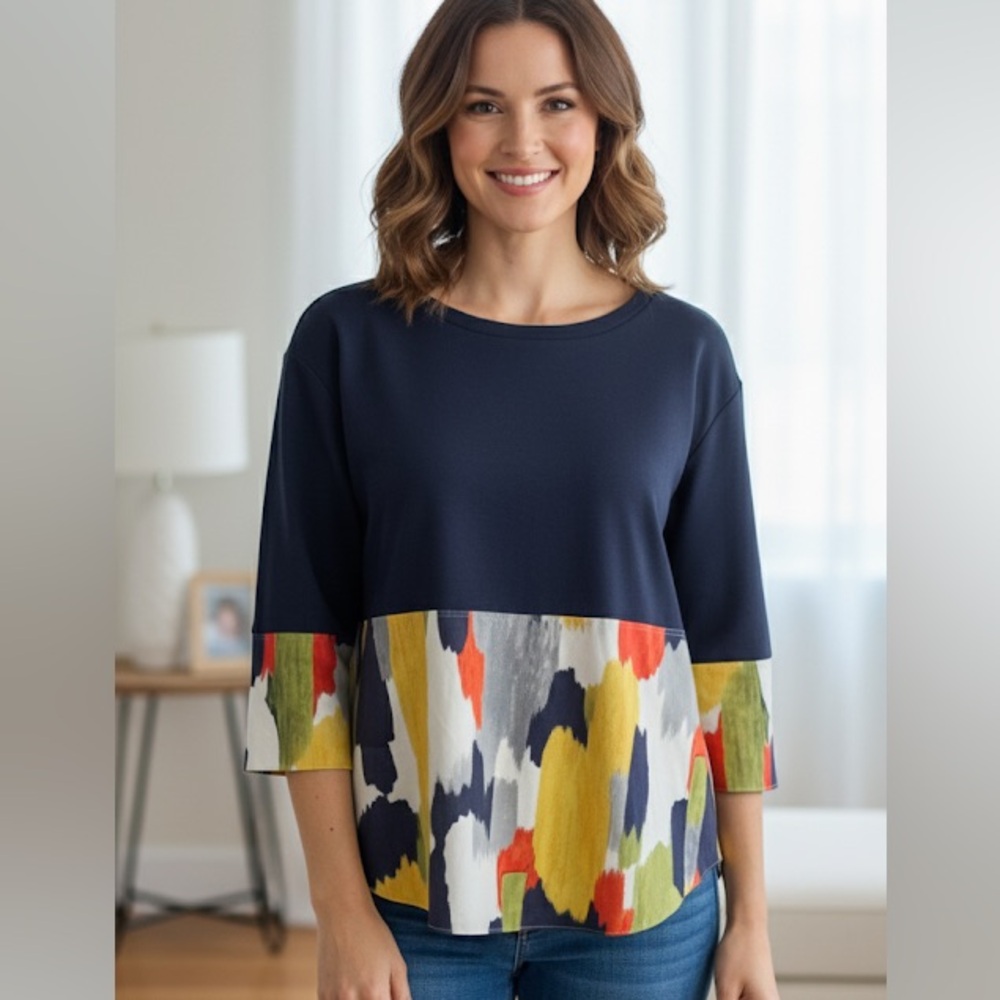 Cos Color Block Watercolor Top Size Small - image 1